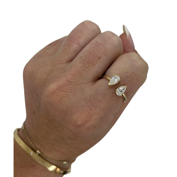 Lab-Grown Pear Bypass Ring