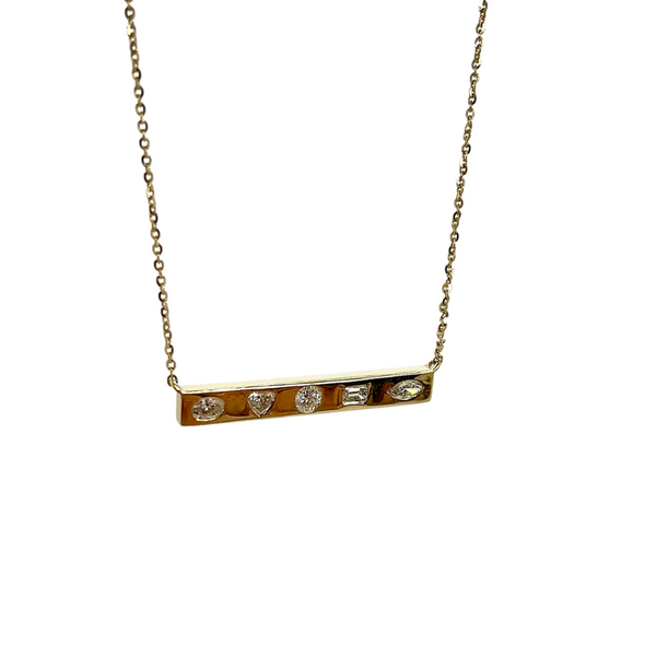 Lab-Grown Mixed Shape Glossy Bar Necklace