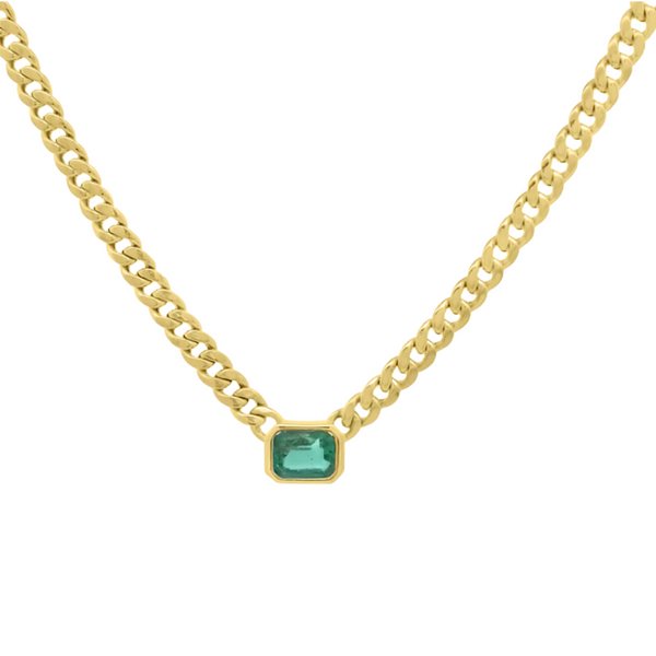 Emerald Gemstone Bezel Necklace