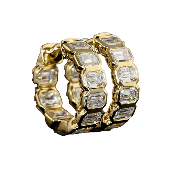 Lab-Grown Bezel Emerald Eternity Huggies
