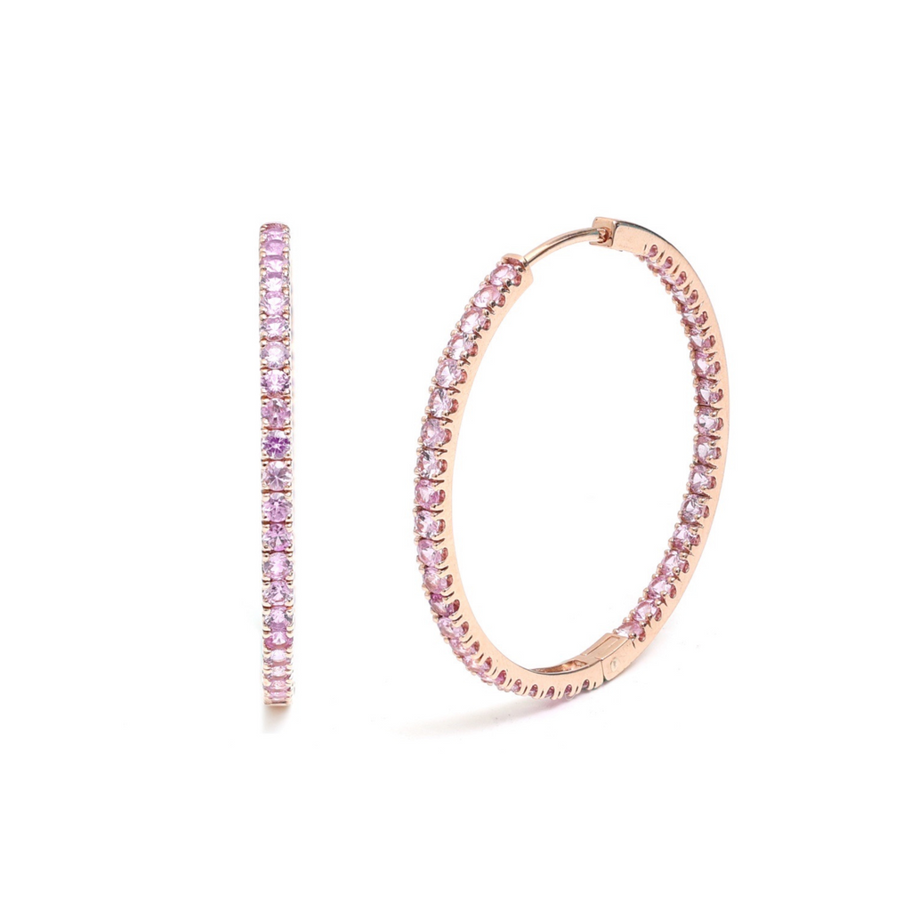 Pink Sapphire Inside Out Hoops