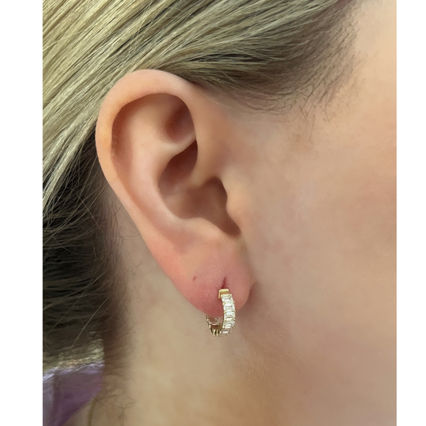 Lab-Grown Dainty Emerald Cut Huggies
