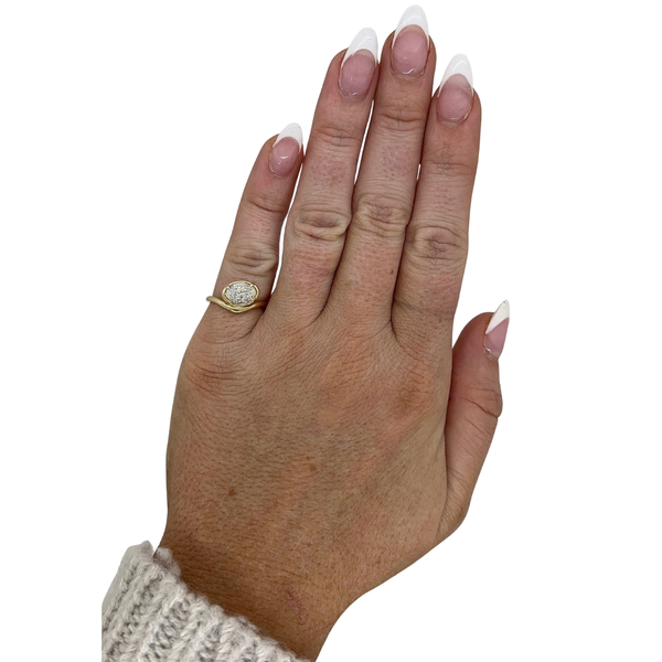 Lab-Grown Bezel Oval Freeform Pinky Ring