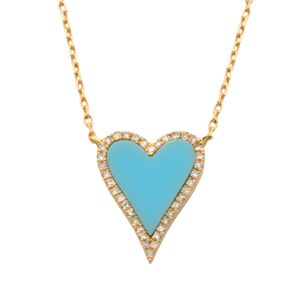 Diamond & Turquoise Heart Necklace