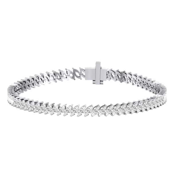 Lab-Grown Offset Marquise Tennis Bracelet