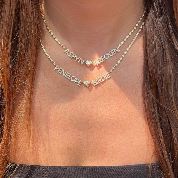 Lab-Grown Bezel Heart Custom Name Necklace