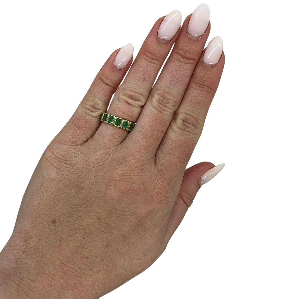 Lab-Grown Emerald Bezel Band