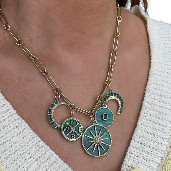 Malachite & Emerald Green Charm Necklace