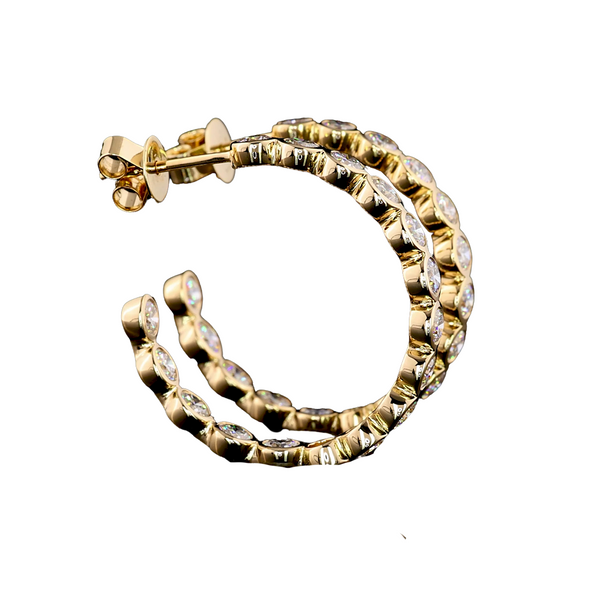 Lab-Grown Bezel Round Hoops