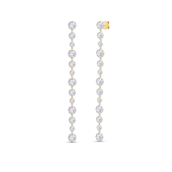 Lab-Grown Georgian Set Round Dangle Earrings