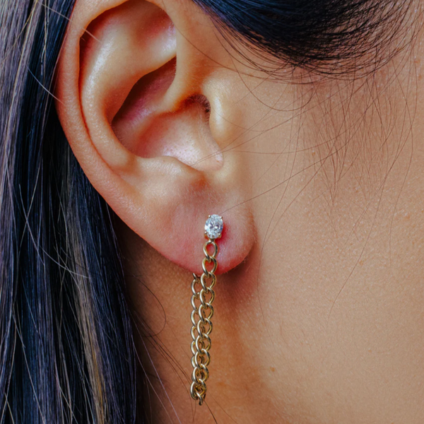 Fancy Shape Diamond Chain Dangle Earrings