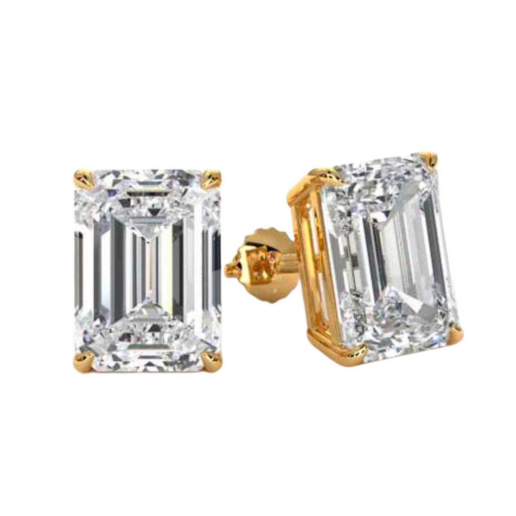 Lab-Grown Emerald Cut Diamond Stud Earrings