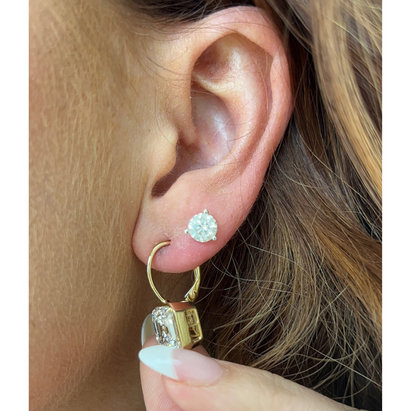 Lab-Grown Bezel Asscher Dangle Earrings