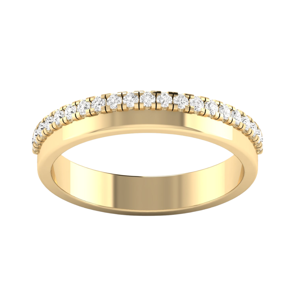 Lab-Grown Double Row Diamond & Gold Band