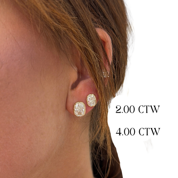 Lab-Grown Georgian Elongated Cushion Stud Earrings