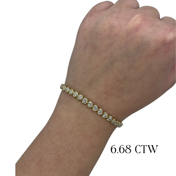 Bezel Set East/West Heart Lab-Grown Tennis Bracelet