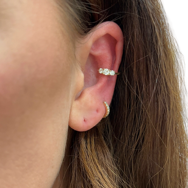 Lab-Grown Trilogy Round Ear Cuff