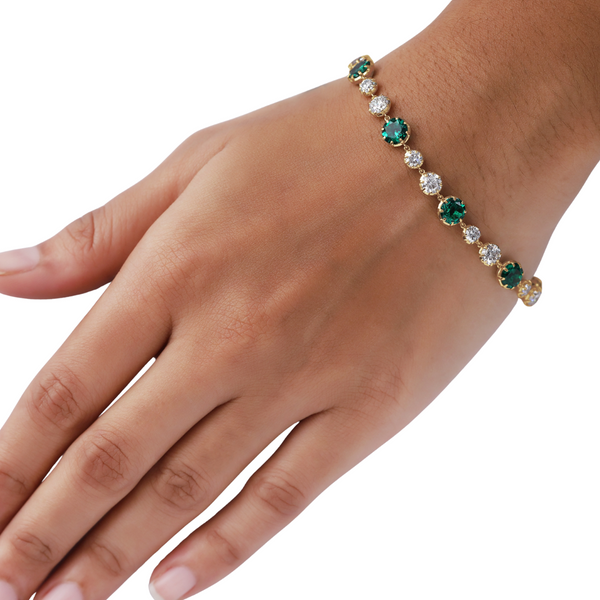 Lab-Grown Emerald & Diamond Georgian Bracelet
