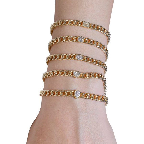 Diamond Bezel Curb Chain Bracelet