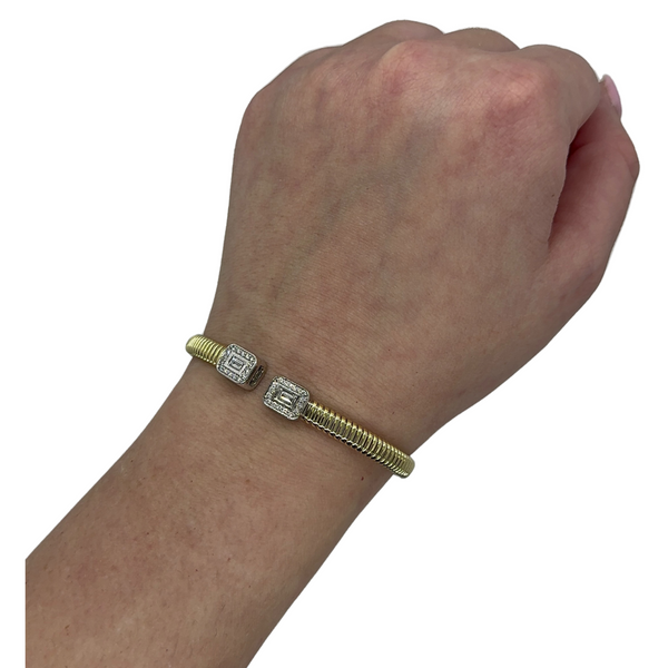 Baguette Halo Open Cuff Bangle