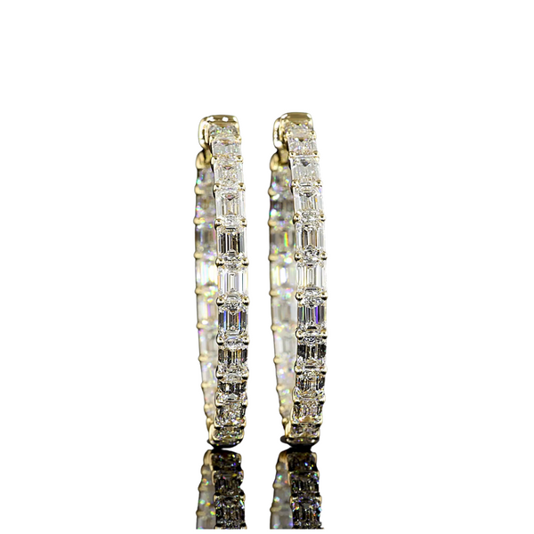 Lab-Grown Bold Babe Emerald-Cut Hoops