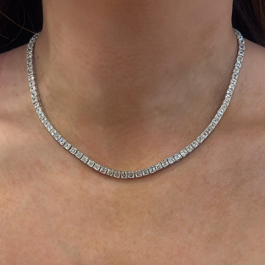 Asscher Tennis Necklace