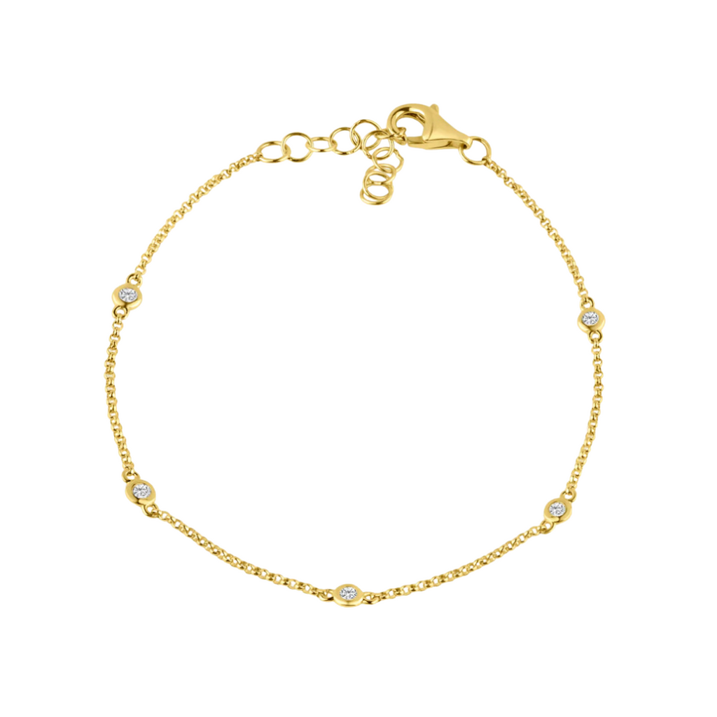 Round Bezel Dainty Station Bracelet