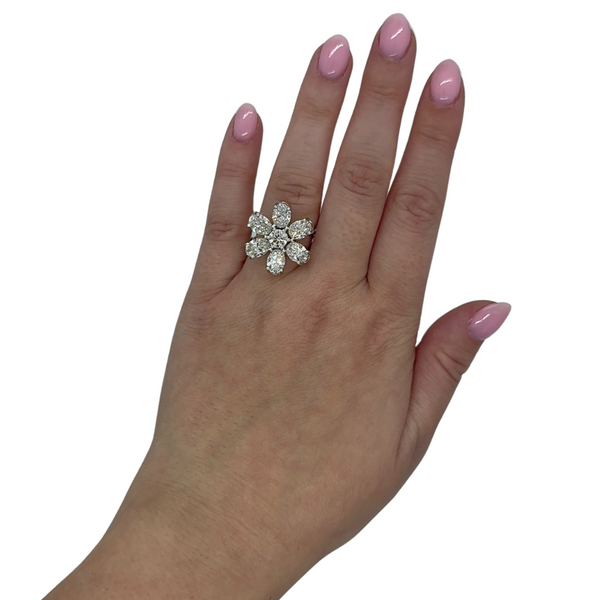 Lab-Grown Diamond Flower Cocktail Ring