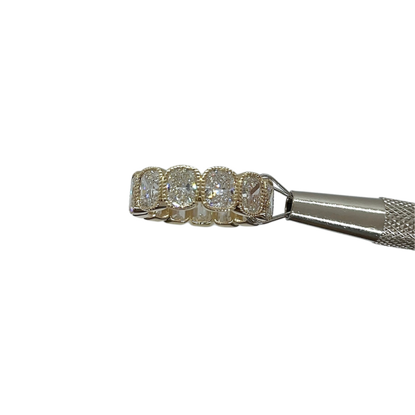 Lab-Grown Bezel Emerald/Milgrain Bezel Cushion Dirty Martini Band