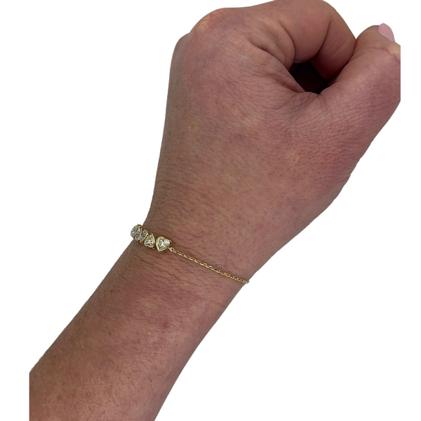 Lab-Grown Alternating Heart Chain Bracelet