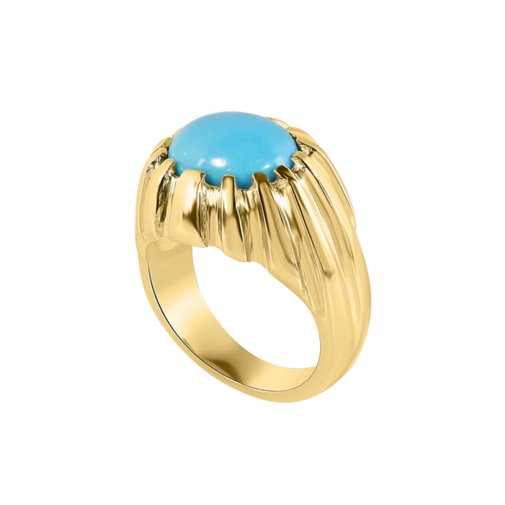 Fluted Statement Turquoise Ring
