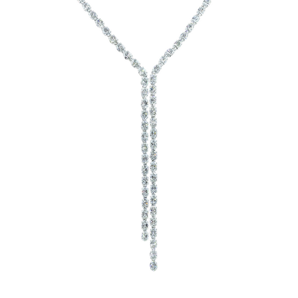 Lab-Grown Oval Lariat Tennis Necklace