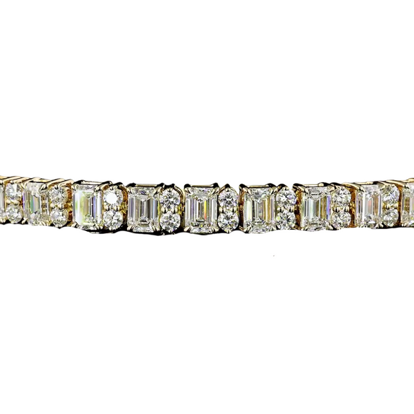 Lab-Grown Emerald & Double Round Tennis Bracelet