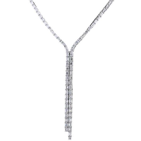 Lab-Grown Emerald Cut Lariat Tennis Necklace