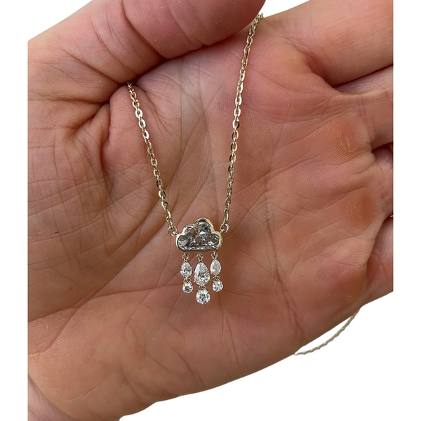Lab-Grown Cloud Raindrop Necklace
