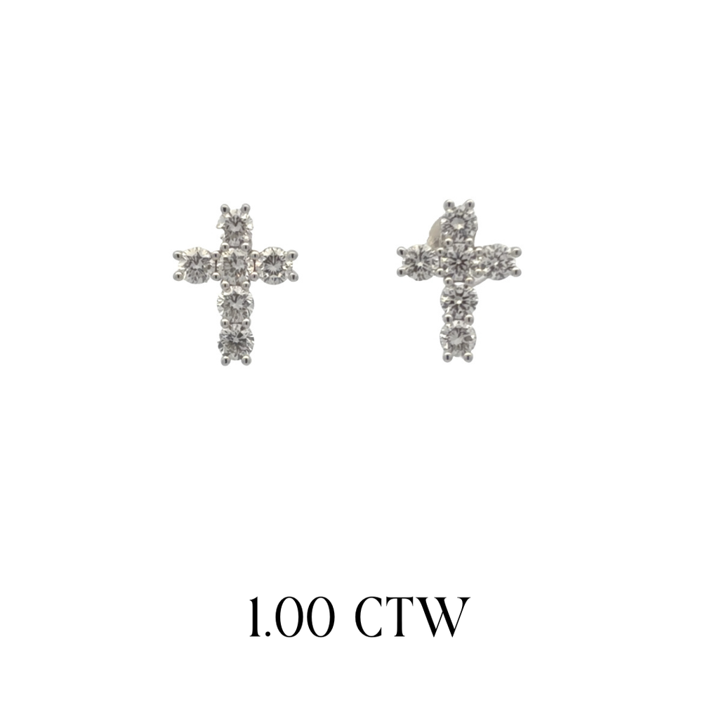Lab-Grown Diamond Cross Stud Earrings