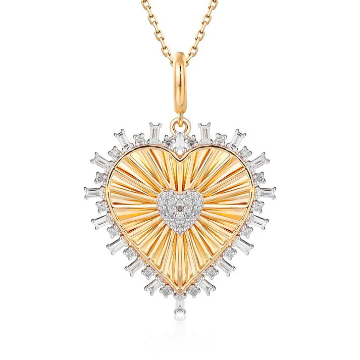 Radiating Diamond Heart Charm