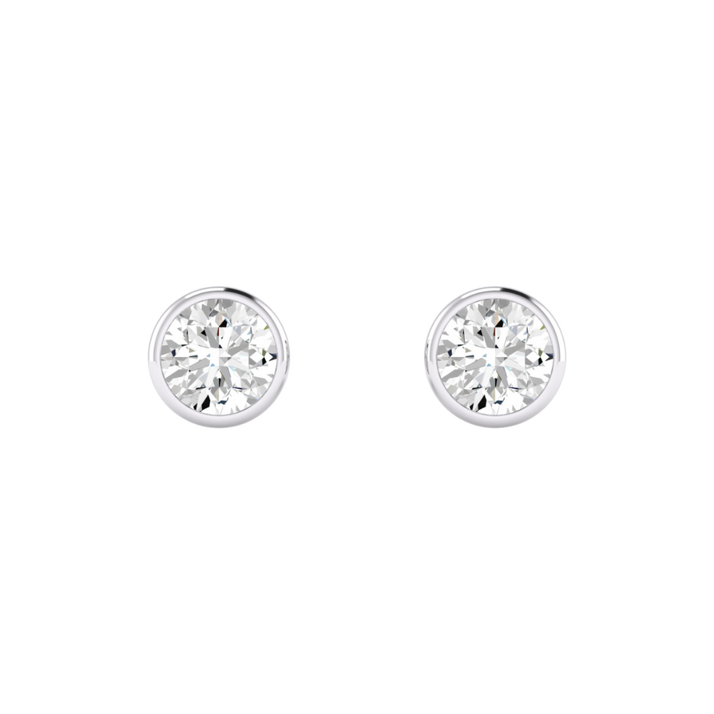 Lab Grown Round Bezel-Set Studs