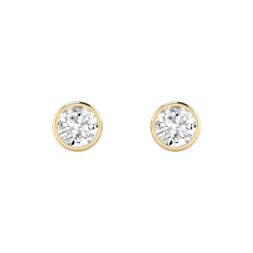 Lab Grown Round Bezel-Set Studs