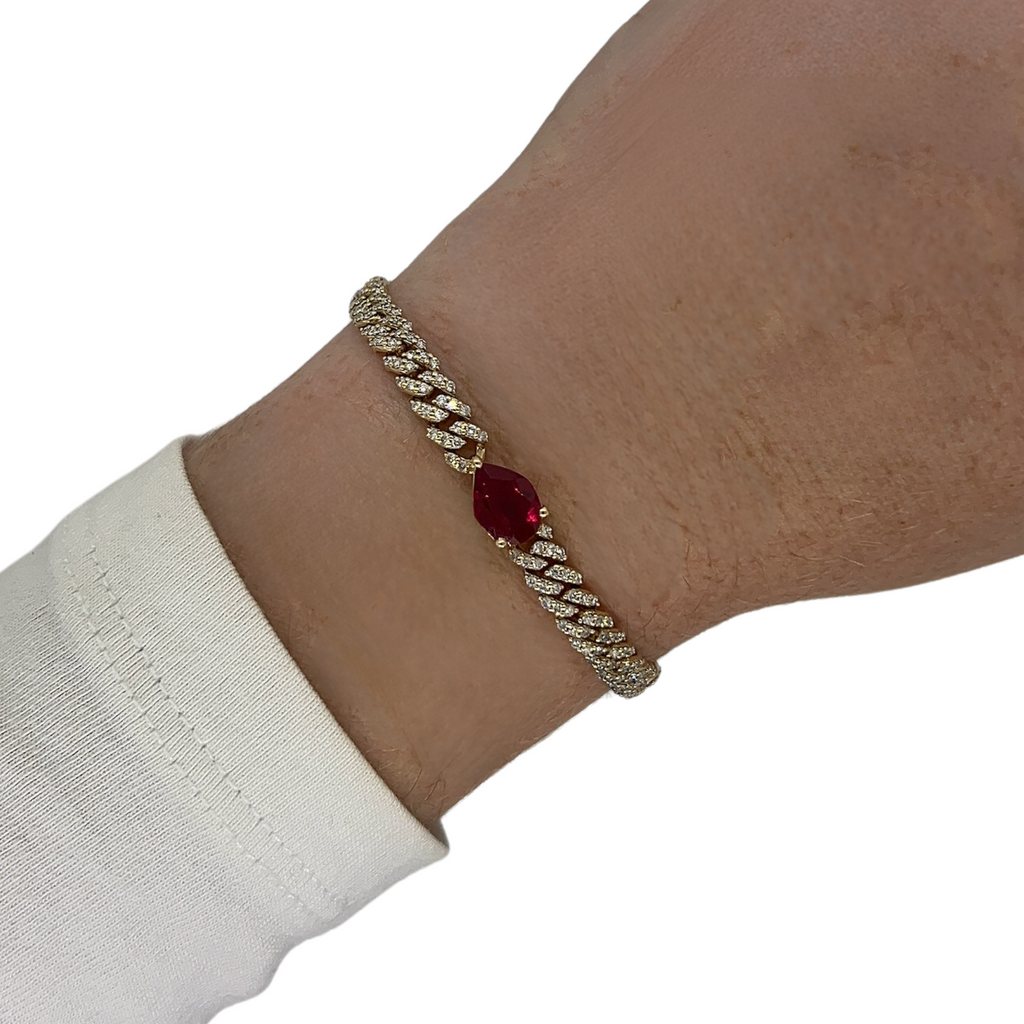 Lab-Grown Ruby & Diamond Cuban Bracelet