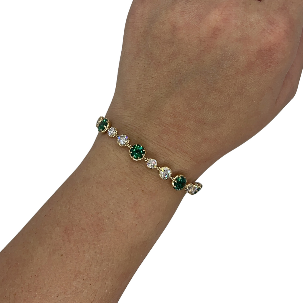 Lab-Grown Emerald & Diamond Edwardian Bracelet