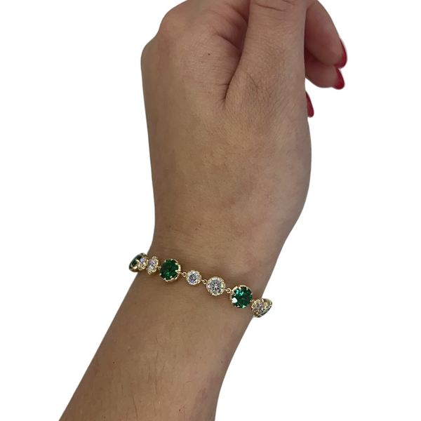 Lab-Grown Emerald & Diamond Edwardian Bracelet