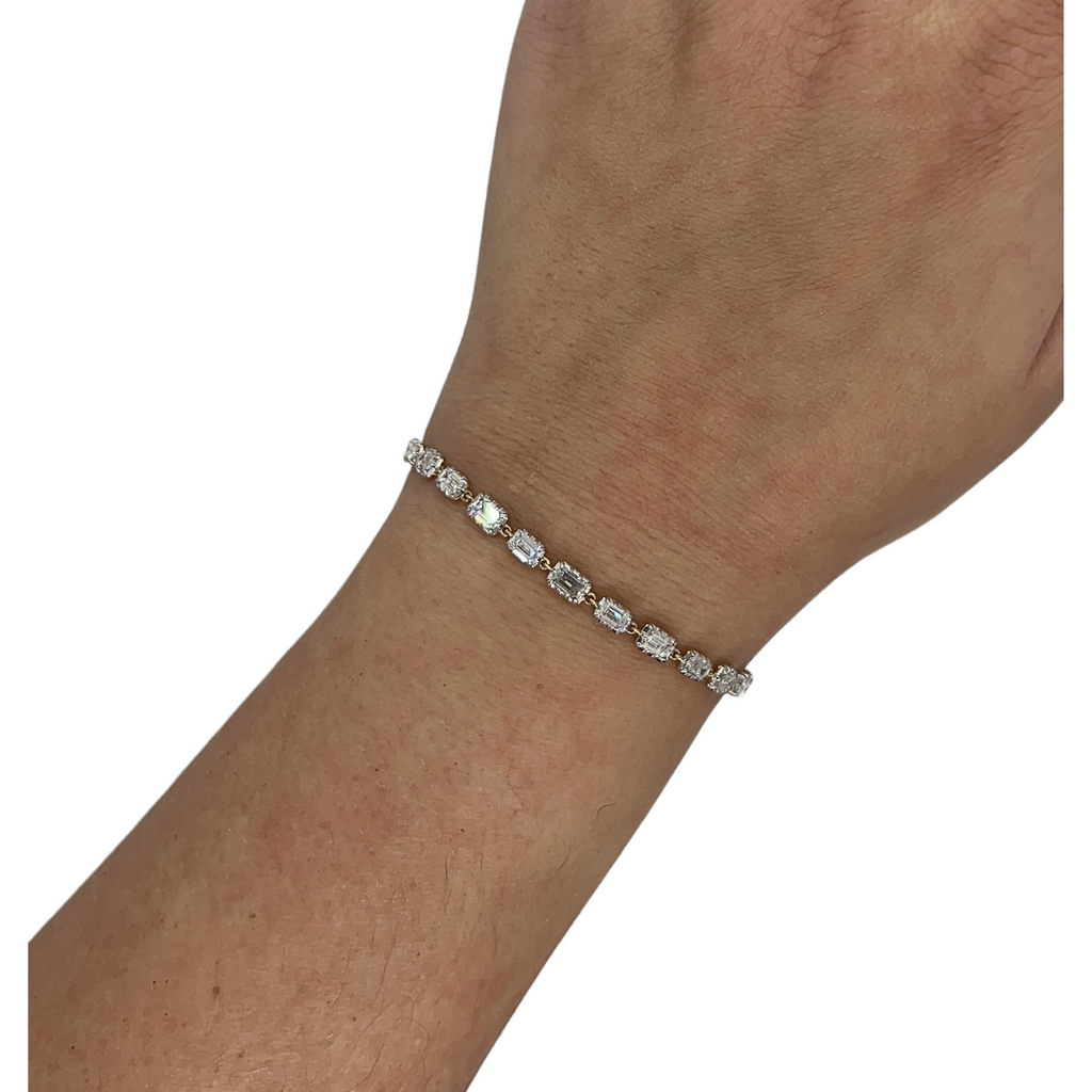 Lab-Grown Emerald Cut Edwardian Tennis Bracelet