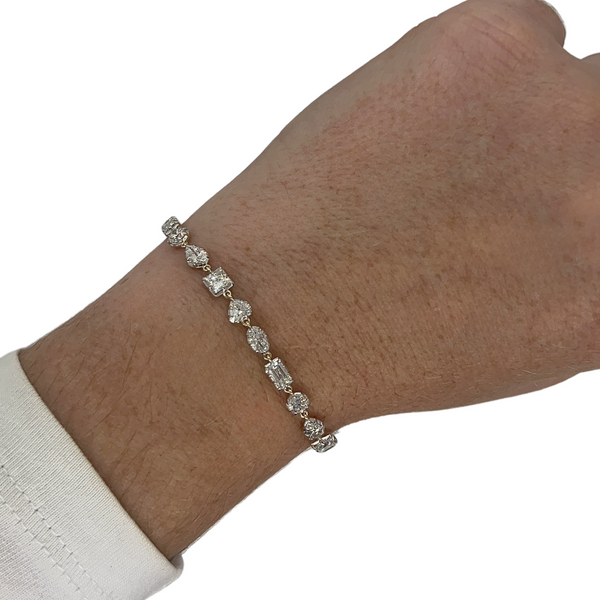 Lab-Grown Mix-Shape Georgian Tennis Bracelet