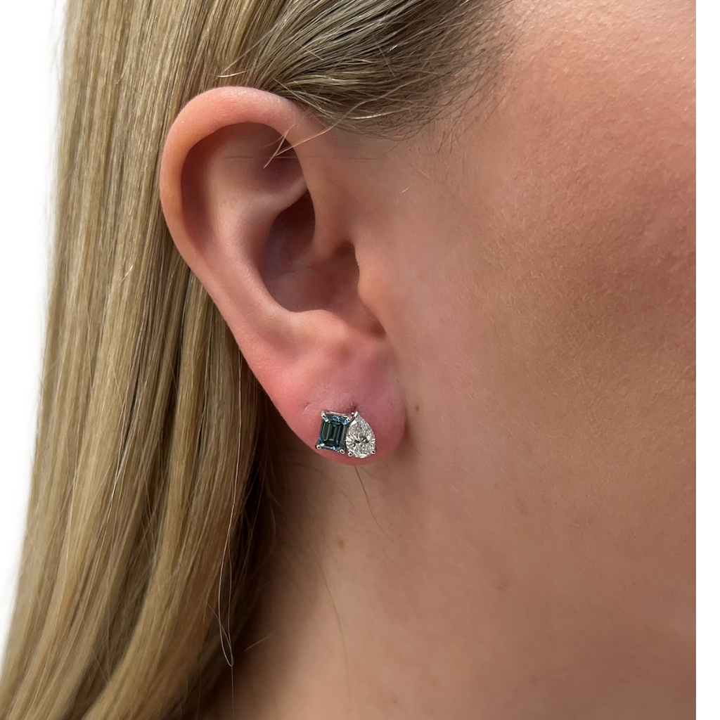 Lab-Grown Blue Diamond Toi Et Moi Studs