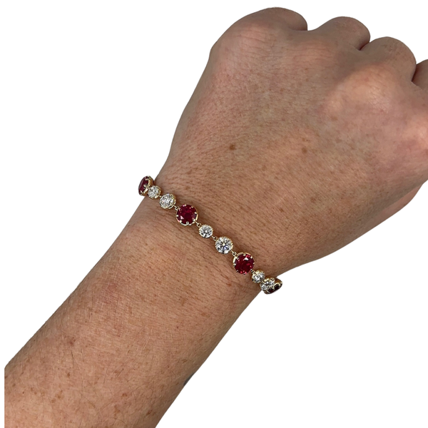 Lab-Grown Ruby & Diamond Georgian Bracelet