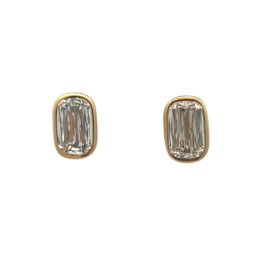 Lab-Grown Bezel Set Criss Cut Studs