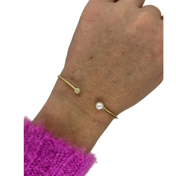 Pearl & Diamond Cuff Bracelet