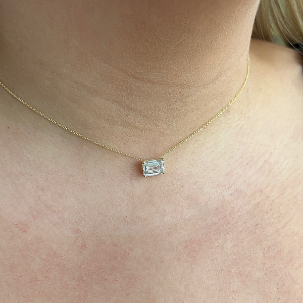 Lab-Grown E/W Emerald Cut Pendant Necklace