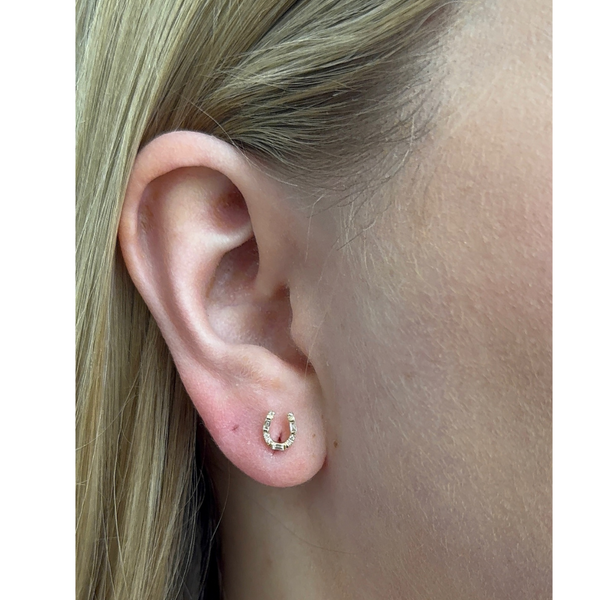 Dainty Diamond Horseshoe Stud Earrings